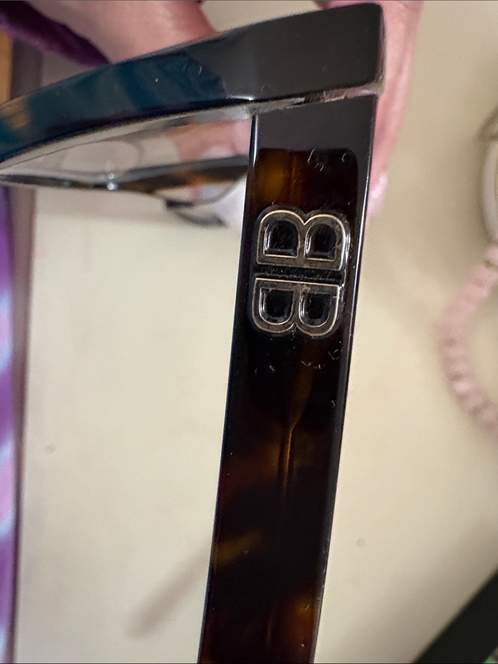 Balenciaga Black and Tortoiseshell Square Frame Glasses - Picture 3 of 3